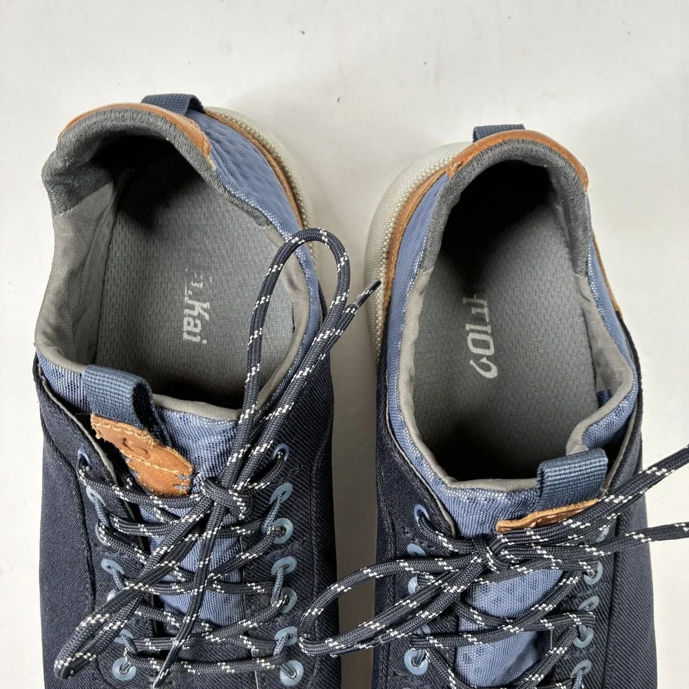 OluKai Nanea Li Men's US 10 Navy Blue Canvas Lace-Up Casual Sneakers 10485-TFVI